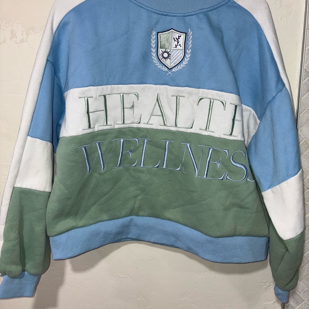 Blue and Green Health Wellness Sweater